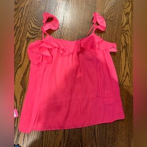 Lilly Pulitzer Vibrant Pink Ruffle Blouse